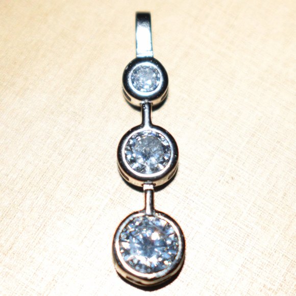 Three Round Stones Sterling Silver Pendant - Picture 2 of 5